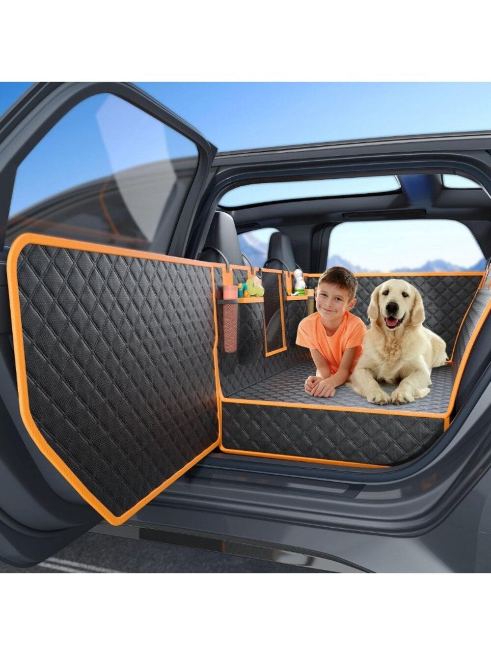 Dog Seat Cover for Back Seat, Hard Bottom Back Seat Extender, 100% Waterproof
